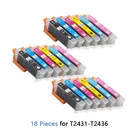 Картриджи T2431, 24XL, T2432, T2436, совместимые с принтером Epson XP-750, XP-850, XP-950, XP-860, XP-55, XP-760, XP-960, 18 шт.