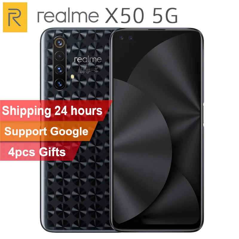 Оригинальный мобильный телефон Realme X50 5G 256 ГБ ROM 12 Гб RAM 6 57 &quotSnapdragon 765G Quad Camera 64MP 4200mAh