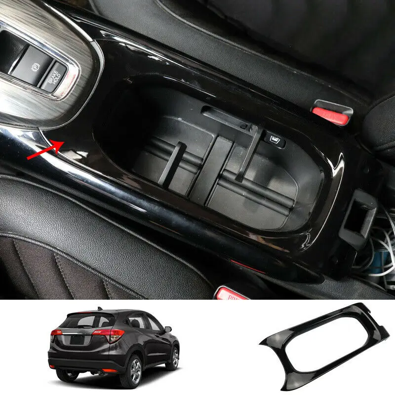 

FOR Honda HR-V 2016-2020 Bright black central console water cup cover trim 1pcs Car modification Auto parts