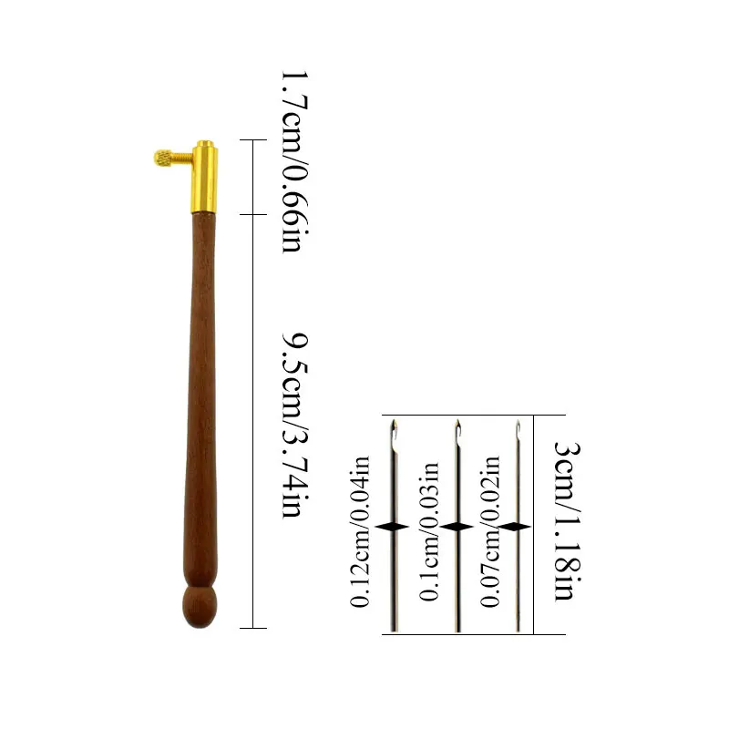 Крючок для вышивки бисером тамбурный крючок с 3 иглами деревянная ручка бисер
