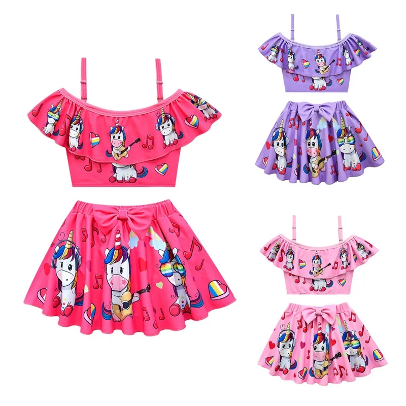 

{Sweet Baby} 3-8Y Unicorn Two-piece Grils Swimwear 2021 High Quality Children Swimwear Girls Swimsuit Bikini Set