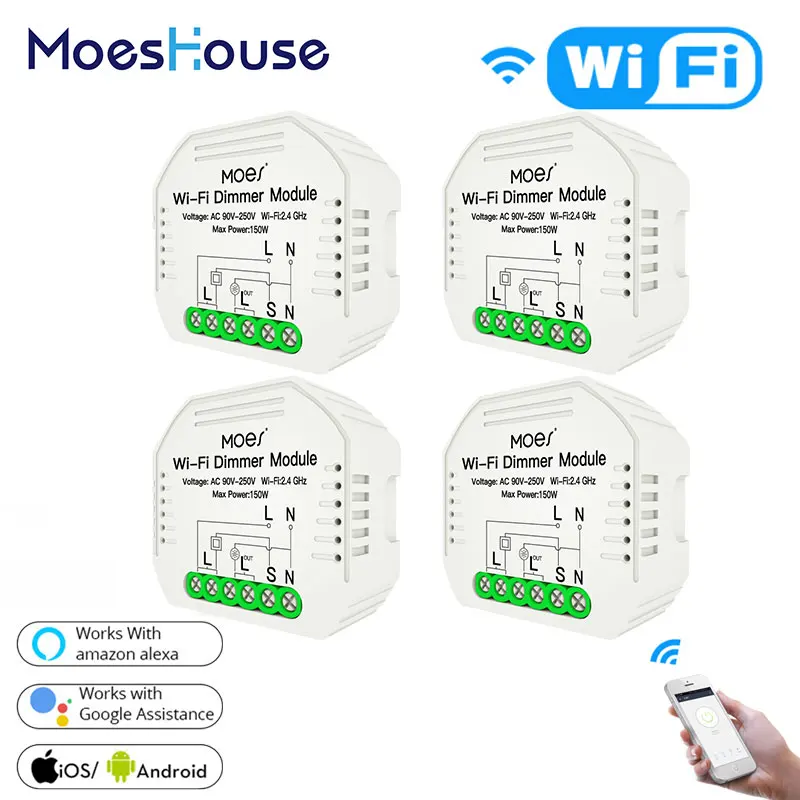 MoesHouse DIY Smart WiFi Light LED Dimmer 1/2 Way Switch Life/Tuya APP Remote Control Works with Alexa Echo Google Home | Лампы и