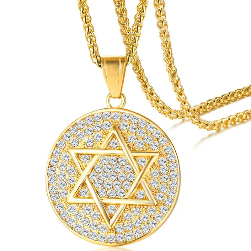 Подвески с шестью звездами из циркония золотые ожерелья мужские подвески