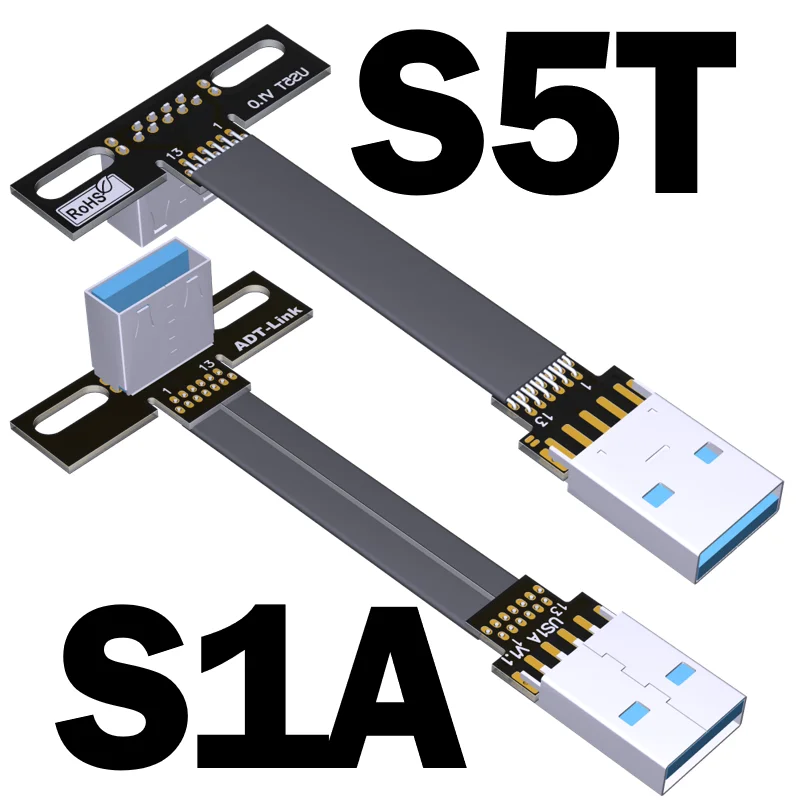 

USB 3.0 Cable Flat USB Extension Cable Male to Female Data Cable Right Angle USB3.0 Extender Cord for PC TV USB Extension Cable