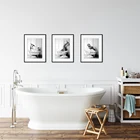 Шейный олень слон Зебра Пингвин животное черно-белая ванная Художественная печать нордический современный минималистичный настенный Декор постер картина