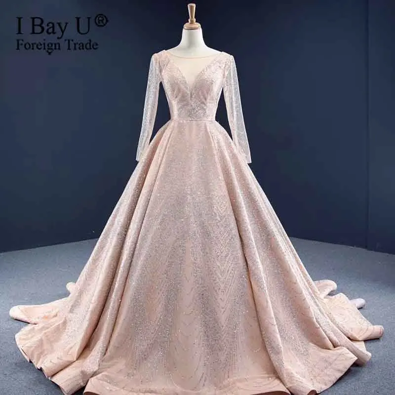 Женское свадебное платье It's yiiya белое кружевное цвета шампанского с круглым