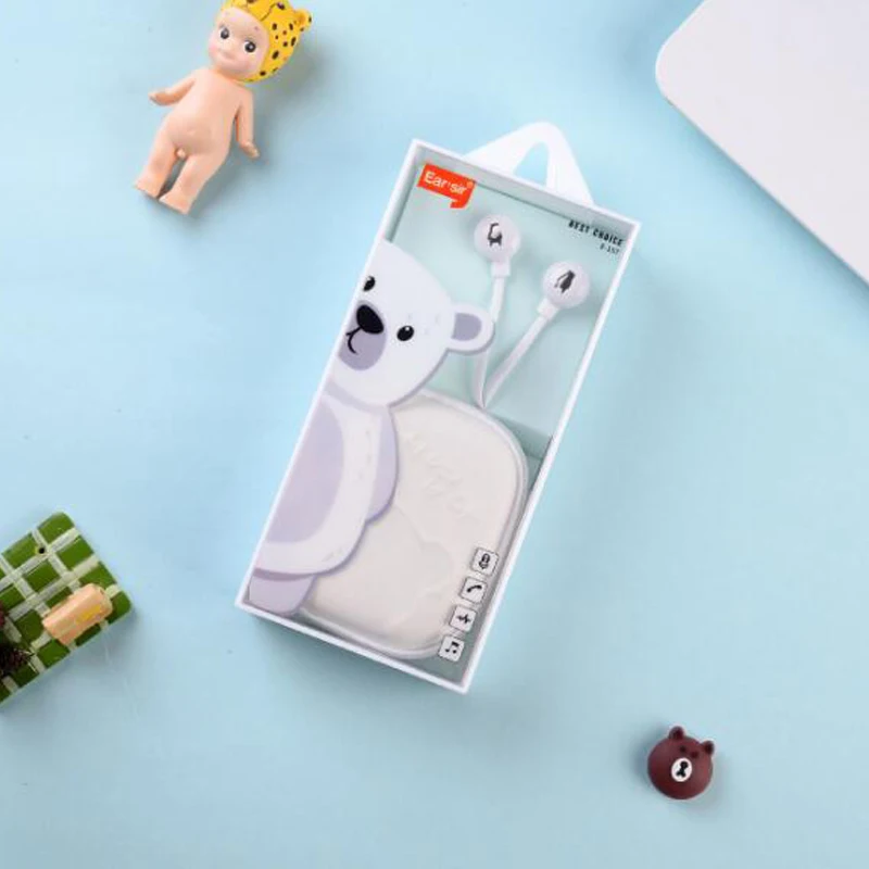 Наушники с мультяшным медведем 3 5 мм стерео гарнитура коробкой для хранения