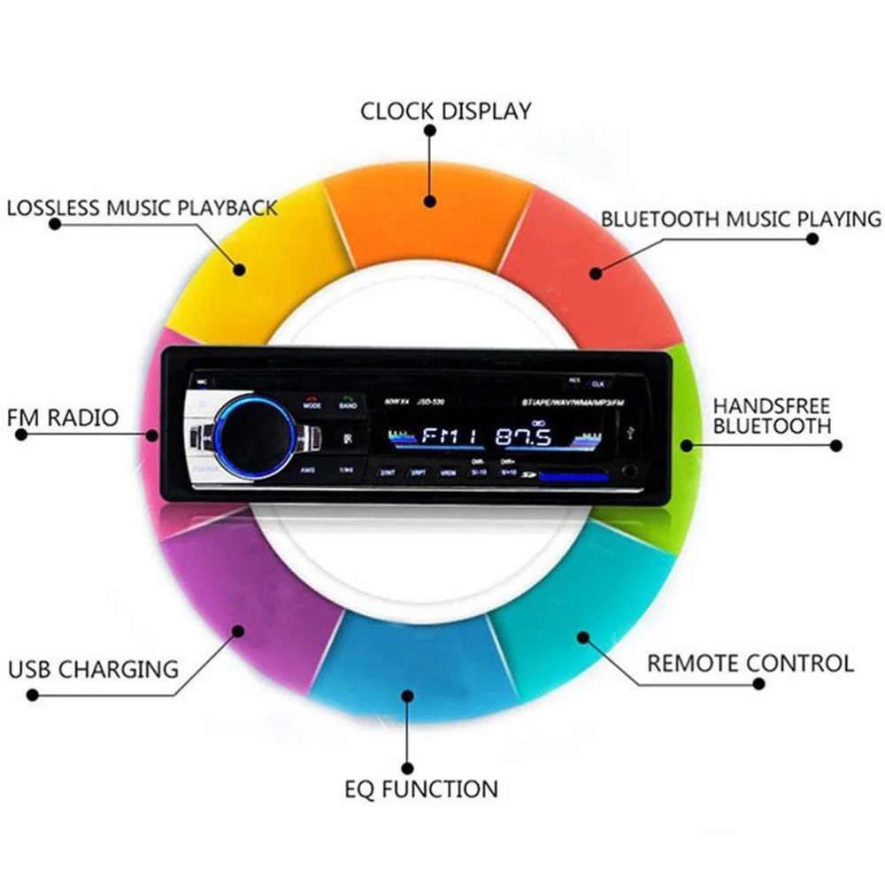 

Car Audio Stereo Receiver In-dash 1 Din Aux Input Receiver SD USB Radio Player 12V Hand-free Calling with Remote Control(B