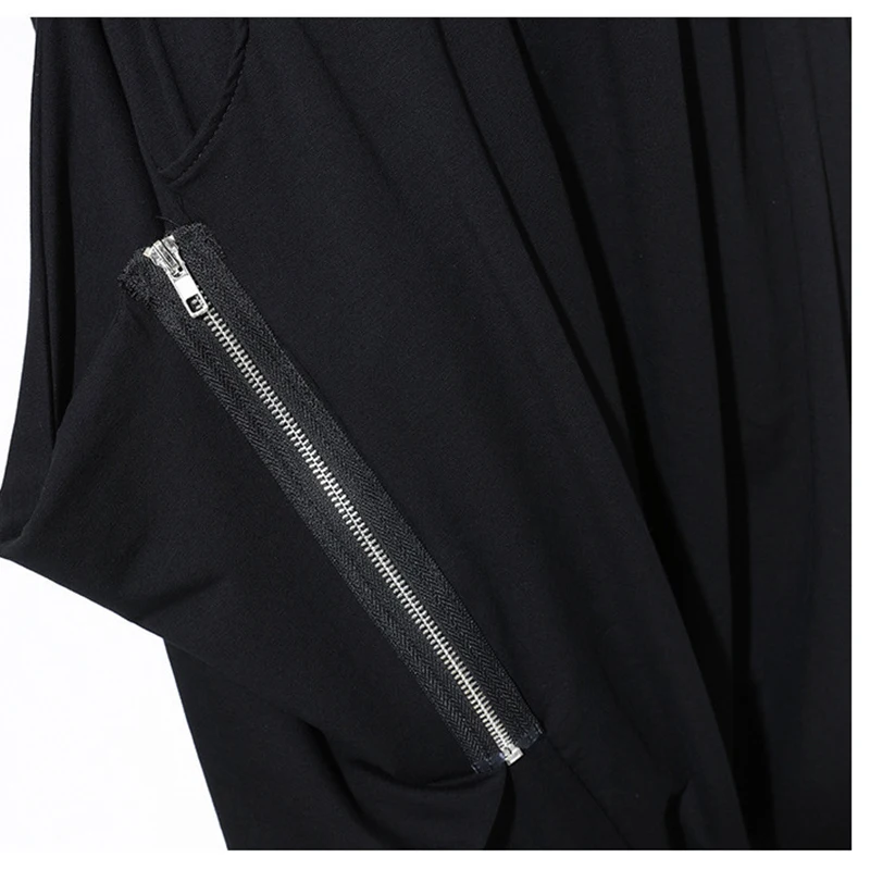 [EAM] Высокое качество 2021 весенние модные новые свободные повседневные Черные