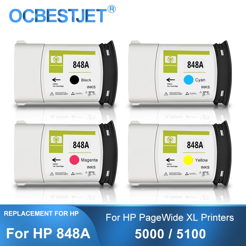 

[Third Party Brand] For HP 848 848A Compatible Ink Cartridge With Full Pigment Ink For HP PageWide XL 5000 5100 Printer 400ML