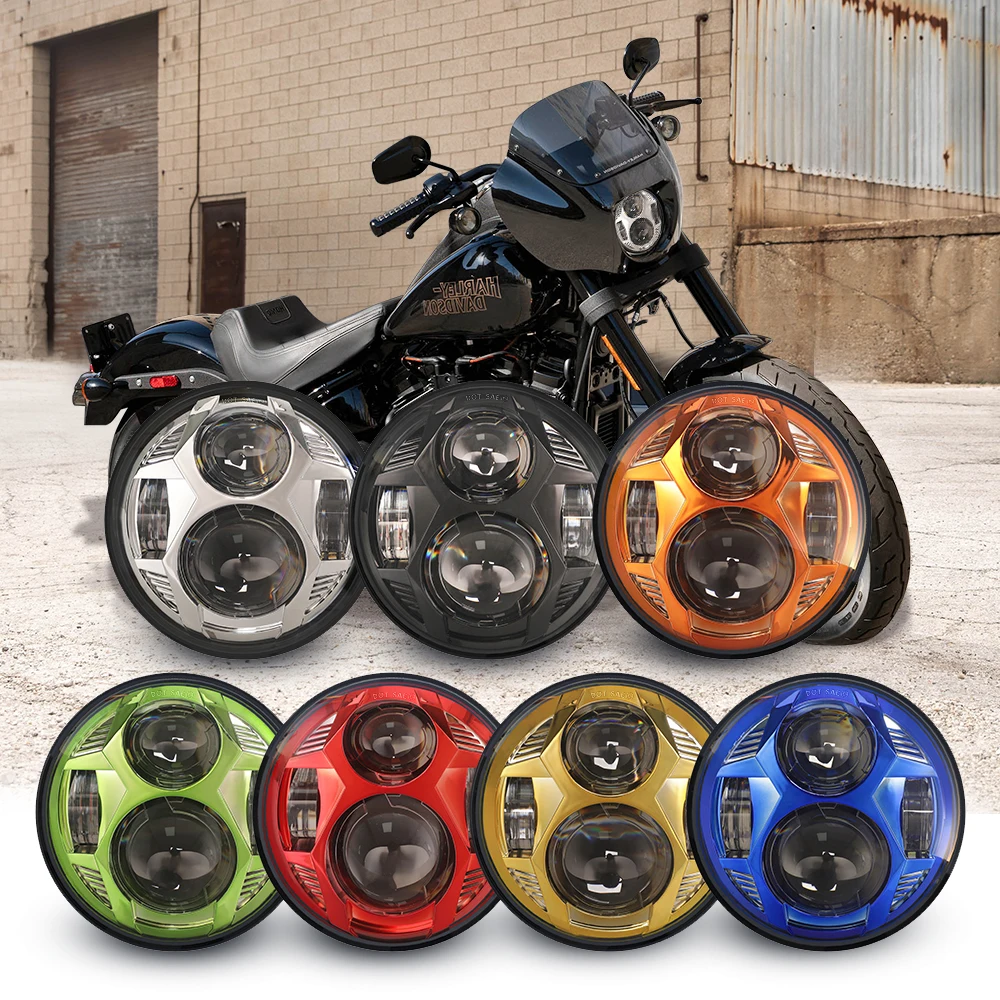 

DOT Approved 2020 Special design Multicolor motorcycle Projector 5.75 Inch 75W LED DRL Headlight for Motobike Sportster