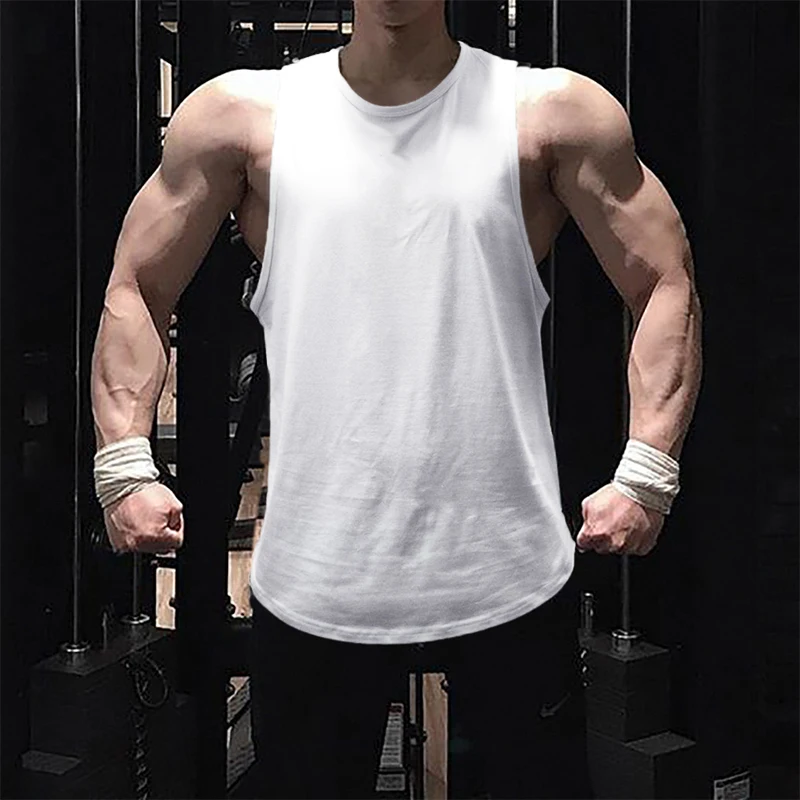 

New Fashion Mens Bodybuilding Cotton Tank top Gym Fitness Vest Sleeveless Shirt Summer Plain Casual Workout Clothing