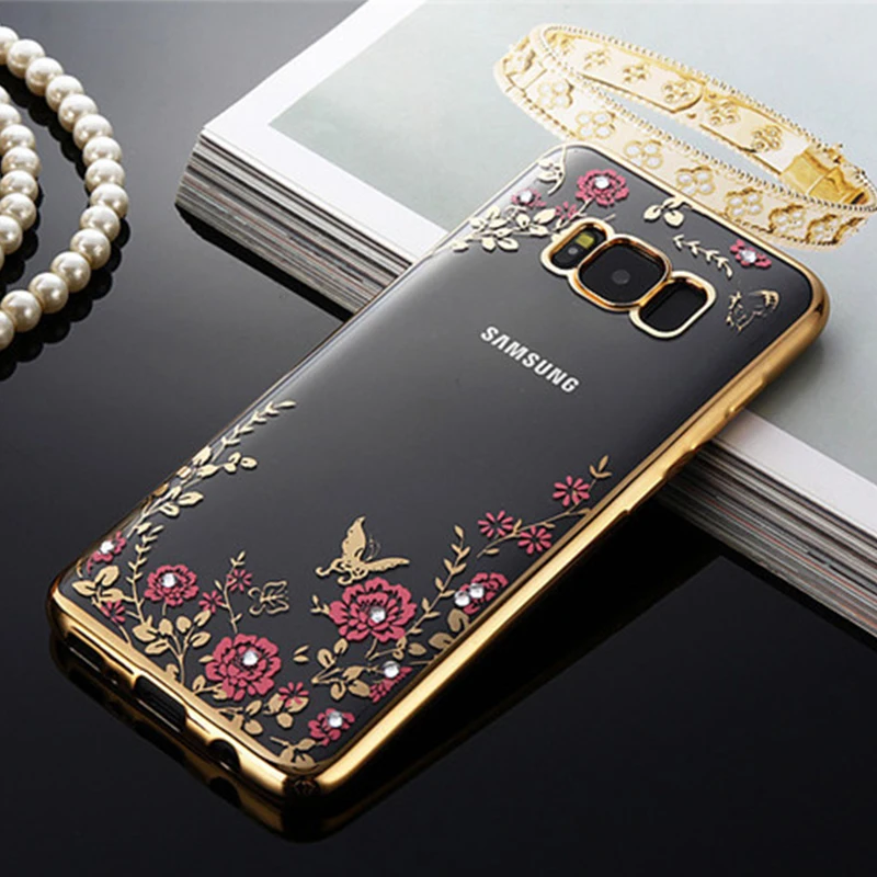 Мягкий чехол из ТПУ с цветочным узором чехол для samsung Galaxy J1 J3 J5 J7 A3 A5 A7 Prime S6 S7 край S8 плюс Чехол для телефона Корпус - Цвет: Золотой
