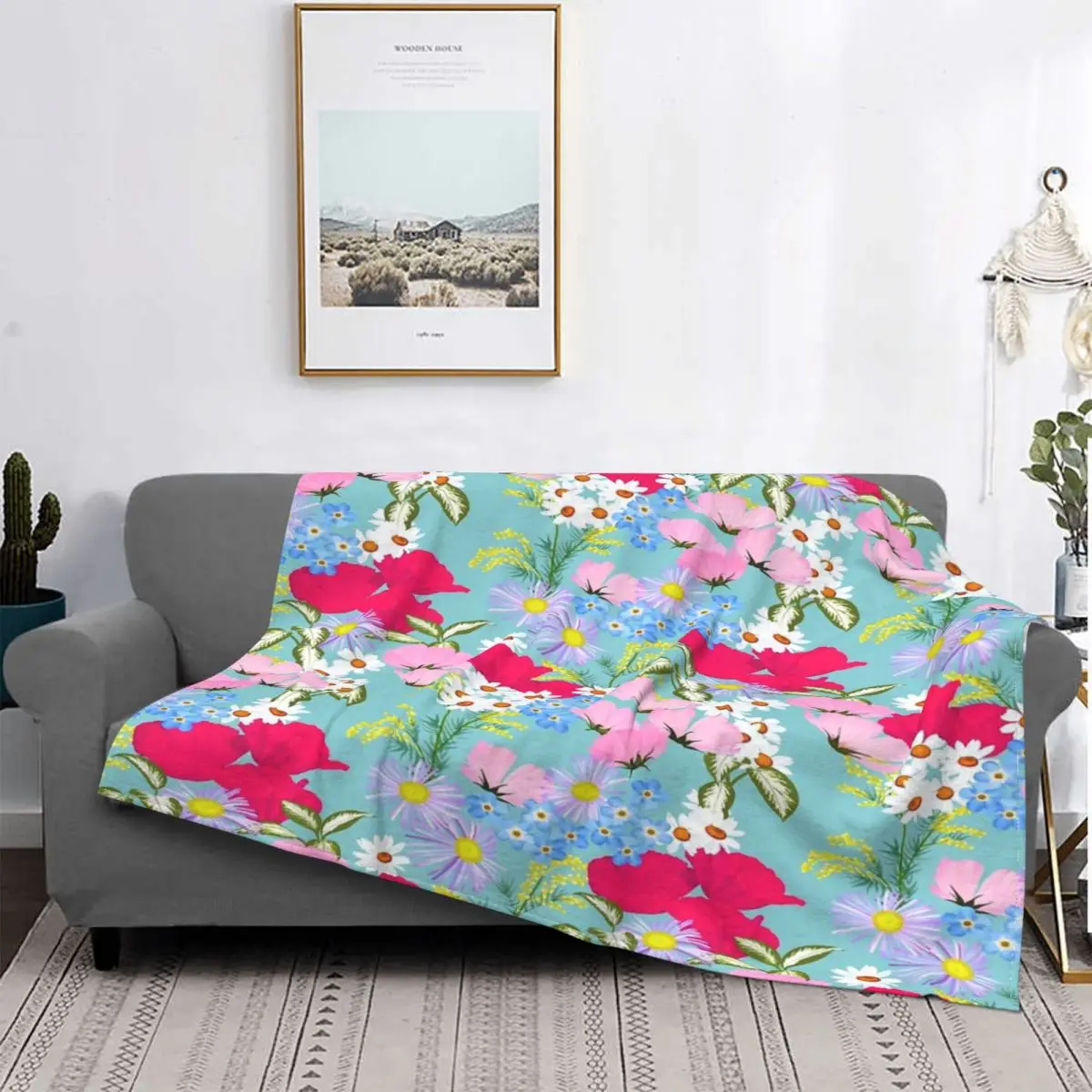 

Manta de flores salvajes para cama, cubrecama a cuadros, sofá cama, manta de bebé, manta de Picnic, fundas de cama de invierno