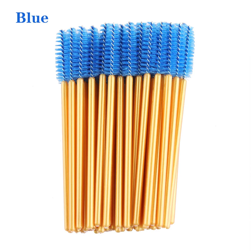 blue 2 50 шт. одноразовый Кристалл щеточки с тушью для ресниц палочки Аппликатор Прививка ресниц Керлинг гребень Красота Макияж инструмент для ресниц кисти - Handle Color: blue 2