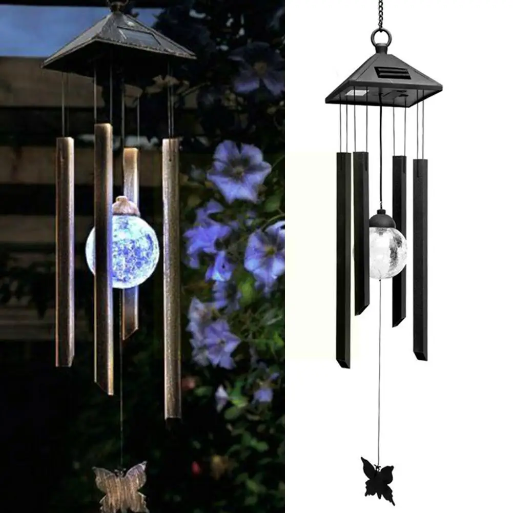 

Лампа на солнечной батарее K4F6 для наружного освещения, водонепроницаемый Хрустальный подвесной садовый декоративный шар-бабочка