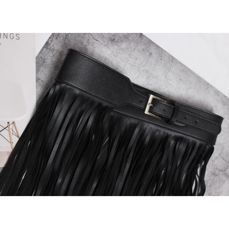 

Spring Summer Pu Leather Long Tassel Brief Personality Girdle Decoration Belt Women Fashion All-matc
