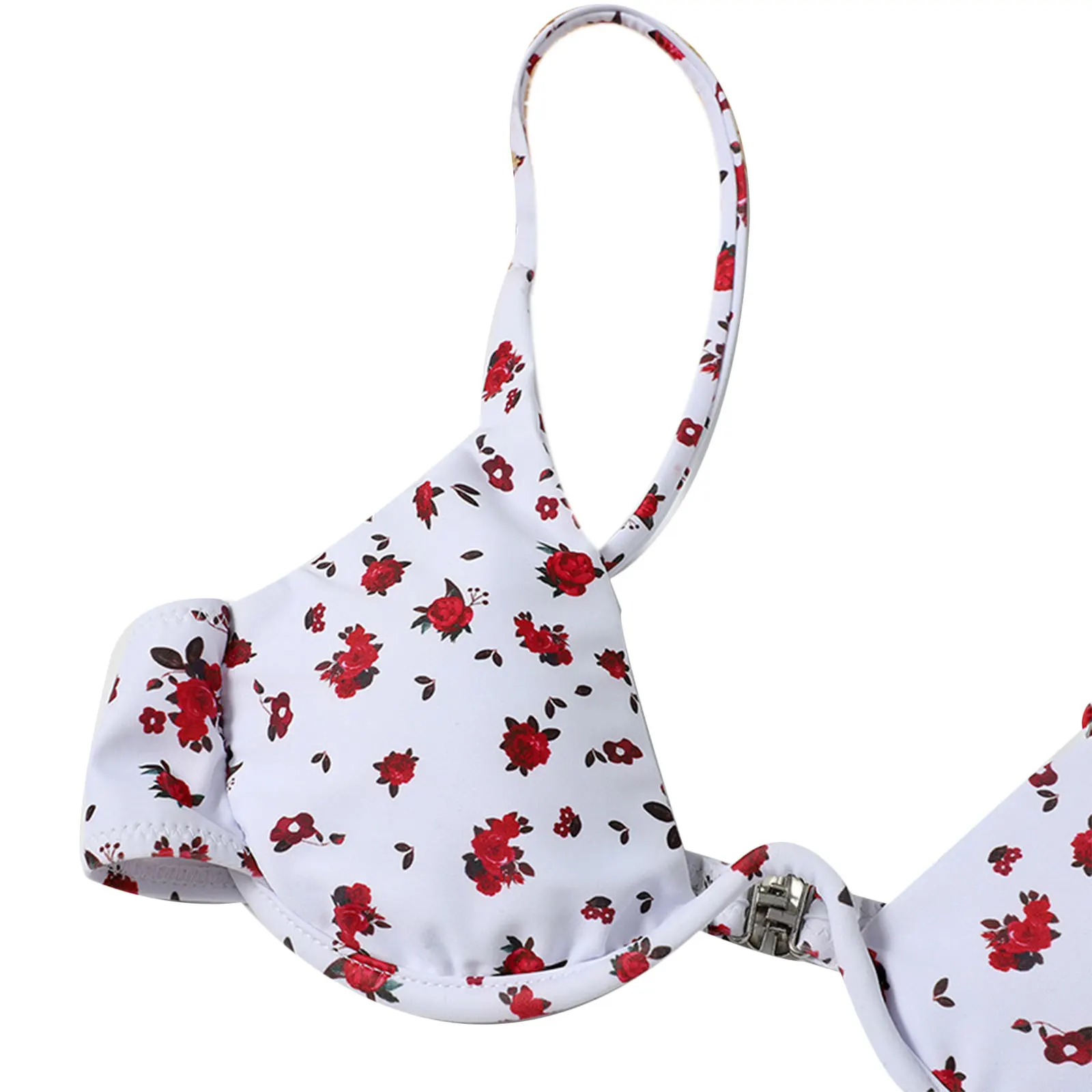 

2021 New fashion Women Casual Three-piece Clothes Set, White Floral Printed Pattern Bikini Tops + Panties + Skirt