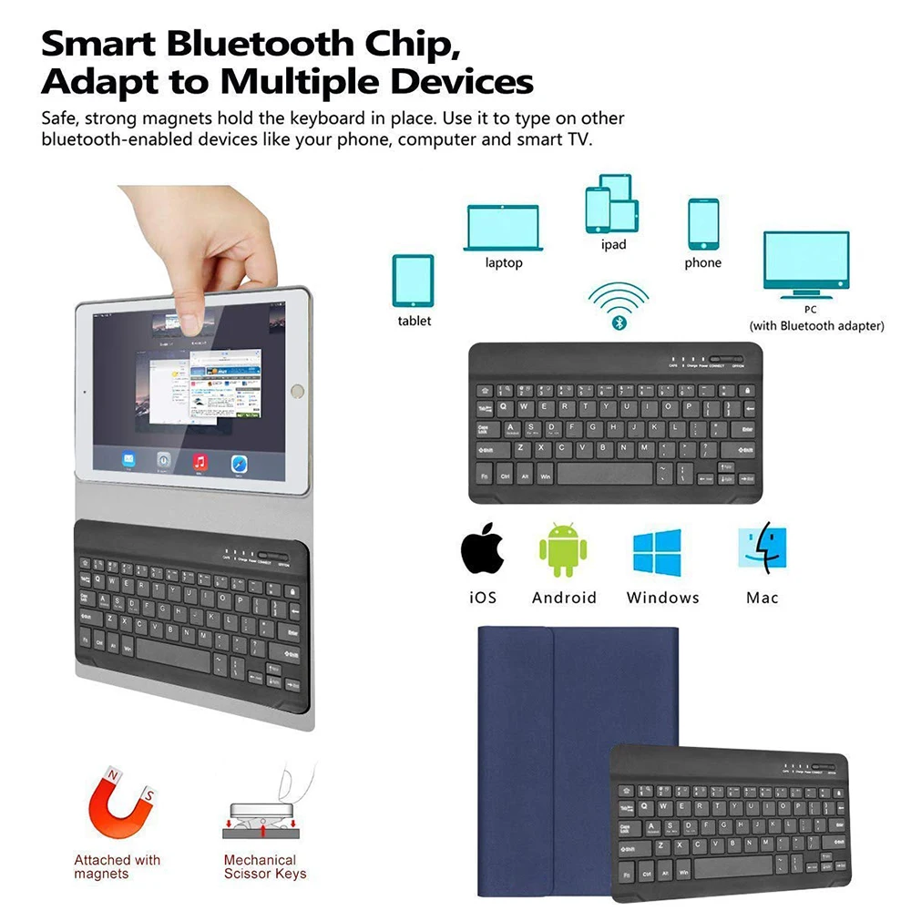 Чехол для нового iPad Pro 11 с беспроводной клавиатурой Bluetooth Smart PU кожаный 360 полный