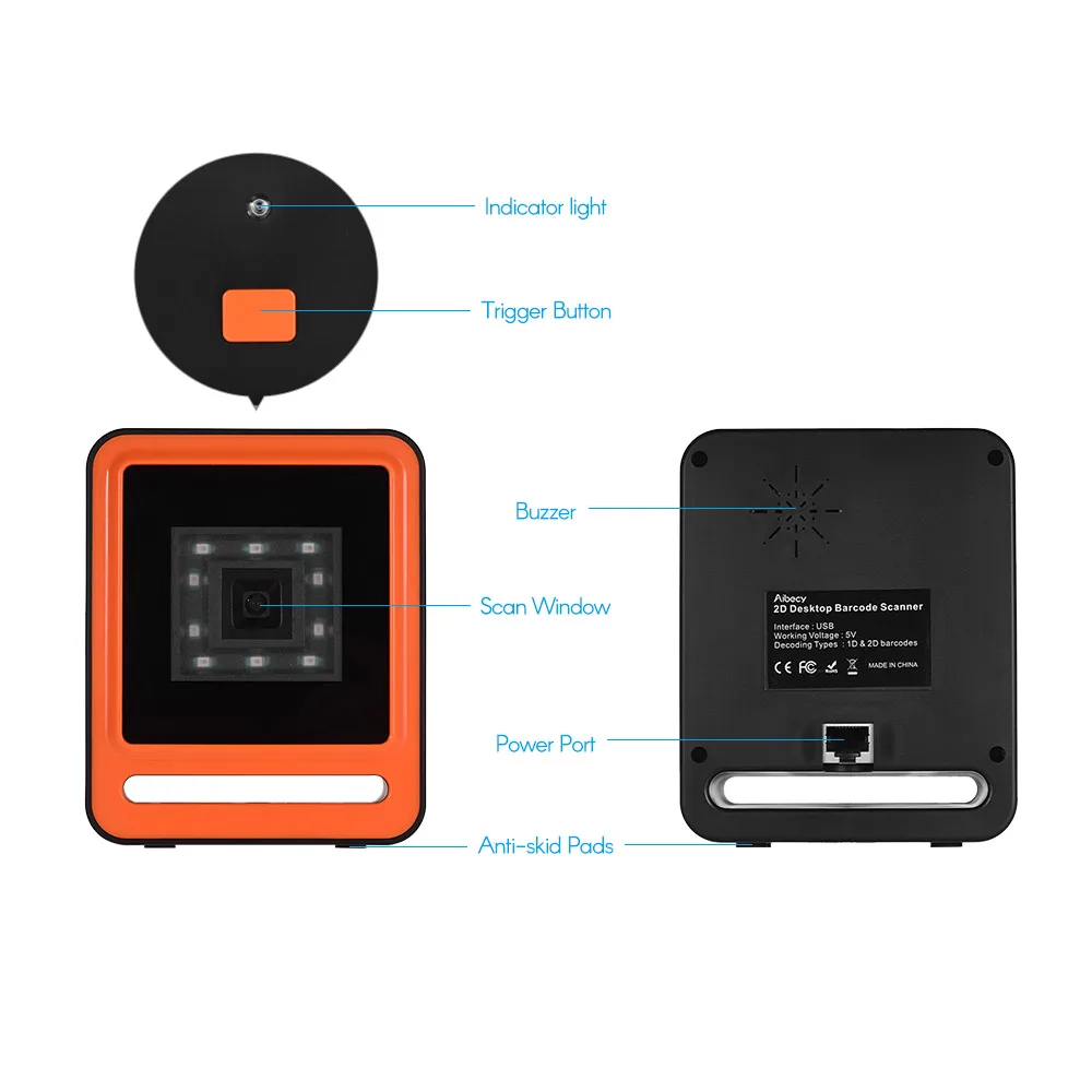 Беспроводной USB сканер штрих кода Aibecy 1D 2D QR|Сканеры| |