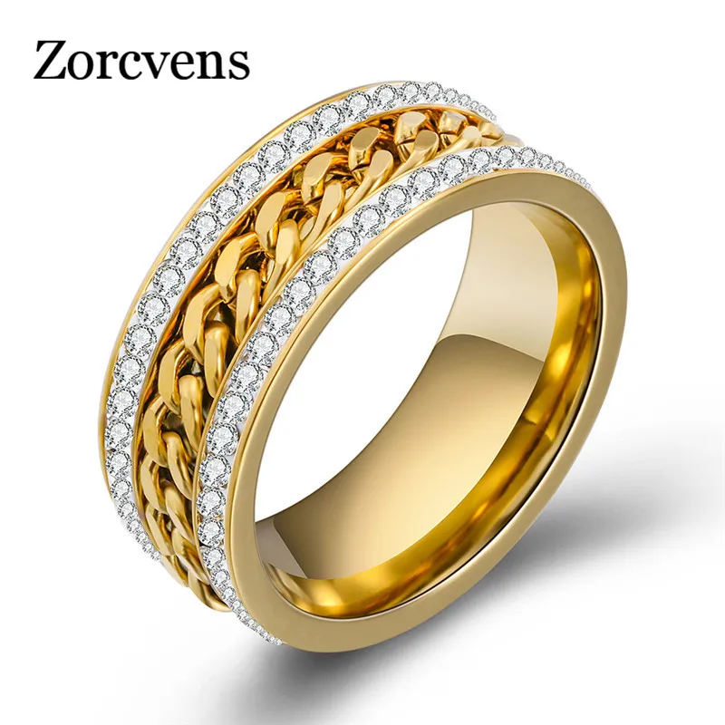 Женское кольцо с цепочкой ZORCVENS свадебное из нержавеющей стали золотистого цвета