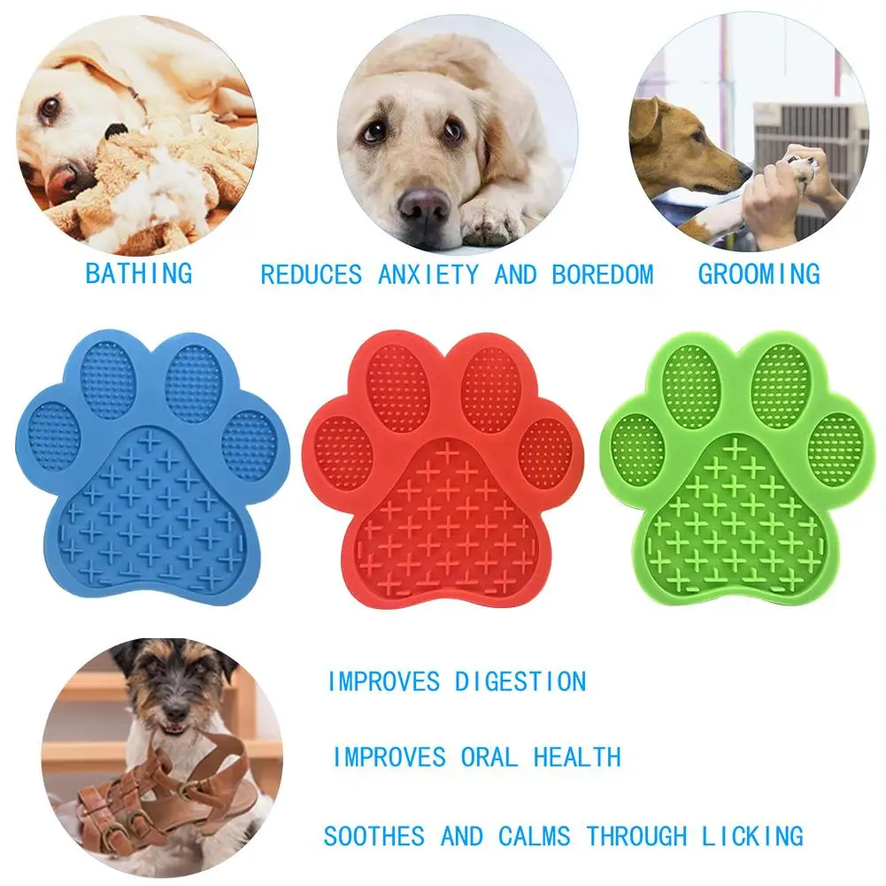 Dog Lick Pad Pet Bathing Distraction Pads Wall Mouted Silicone Slow Feeder Mat with Strong Suction for Grooming | Дом и сад