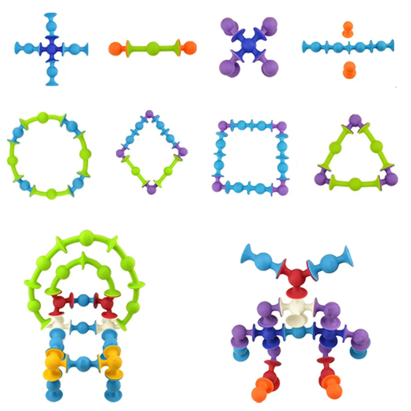 DIY Мягкие силиконовые строительные блоки присоски Смешные модели игрушки для