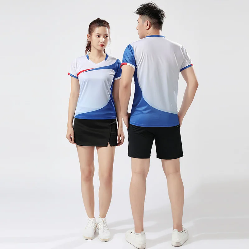 2021 New Male Female Quick Dry Breathable Badminton Shirt Women Men Table Tennis volleyball Team Game Running Training T Shirts | Спорт и
