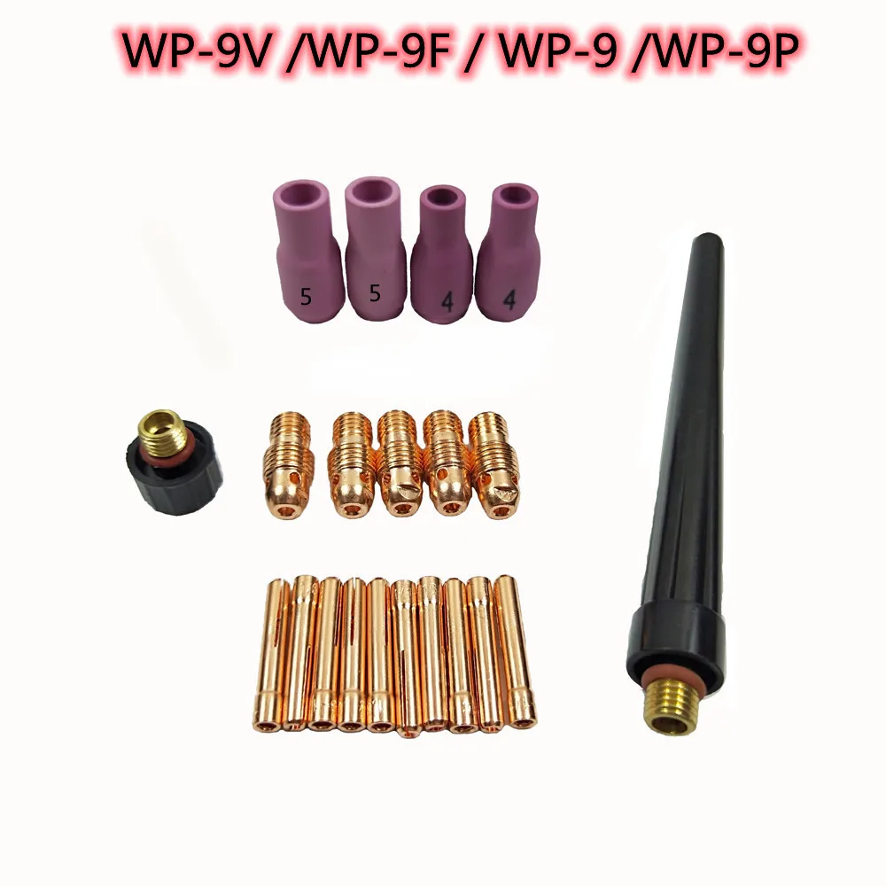 21pcs SR WP 9 20 25 Consumables Kit TIG Welding Torch Setup Collet Collet Body 1.6mm-3.2mm