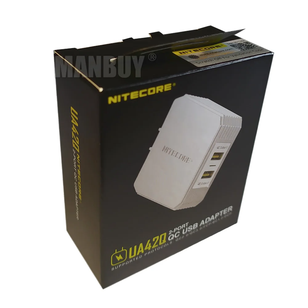NITECORE UA42Q 2-Port QC 3.0 2.0 USB Adapter Available Dual Ports Efficient High-speed Charging With Authentication Code | Лампы и