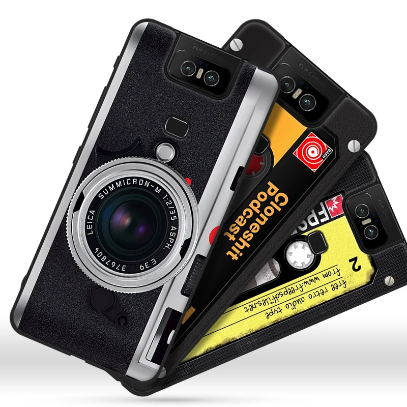 Auroras Phone Case For ASUS Zenfone 6 All Protection Soft Retro Camera Gamepad Pattern ZS630KL | Мобильные телефоны и