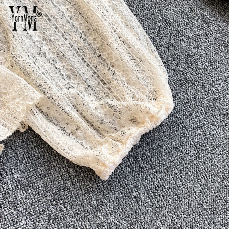 Новинка 2020 женские блузки весна-лето Модные прозрачные кружевные топы