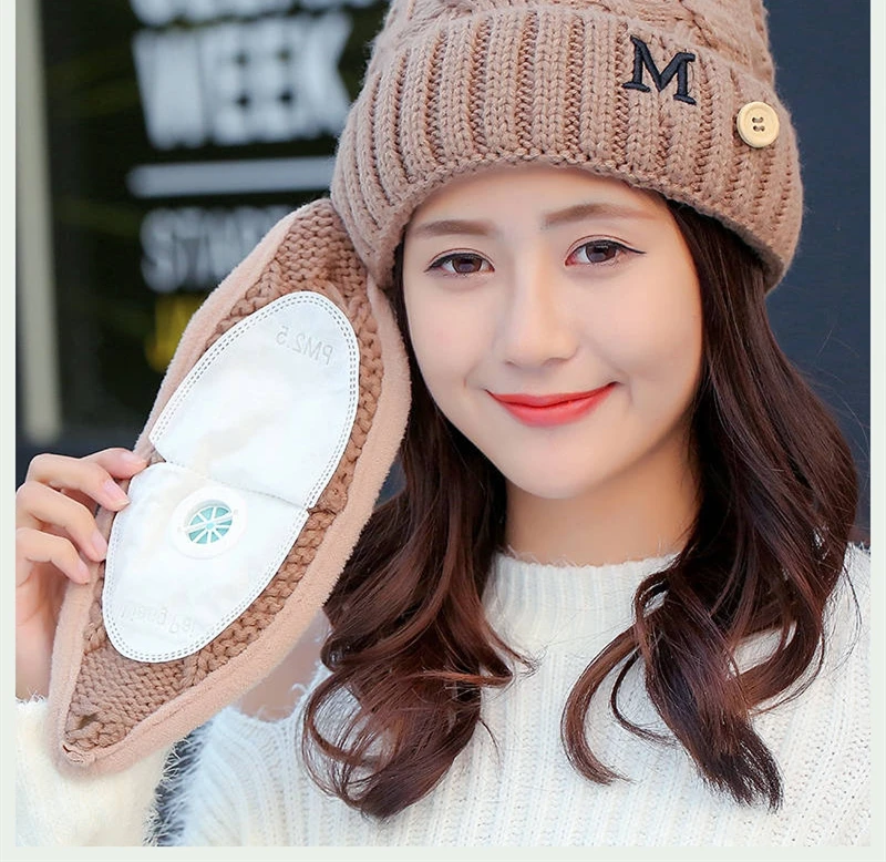 Зимняя велосипедная шапка женская теплая шерстяная из 3 предметов шапки бини с