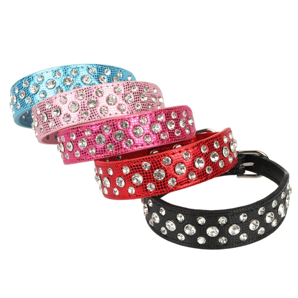 Ошейники для собак глянцевый Змеиный ошейник Стразы декоративный маленьких