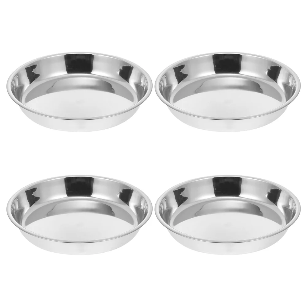 

4Pcs Stainless Steel Plates Creative Serving Plates Snack Trays (Silver)
