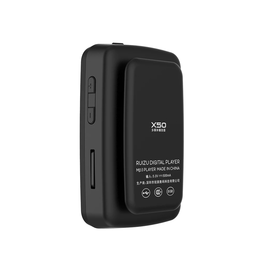 Спортивный MP3 плеер RUIZU X50 Bluetooth fm радио рекордер поддержка sd карты mp3 с клипсой 8 ГБ