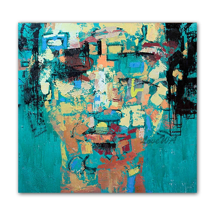 

100% Hand Painted Abstract Human Face Canvas Oil Painting Wall Decor Art On Canvas Unframed Artwork Large Size For Dining Room