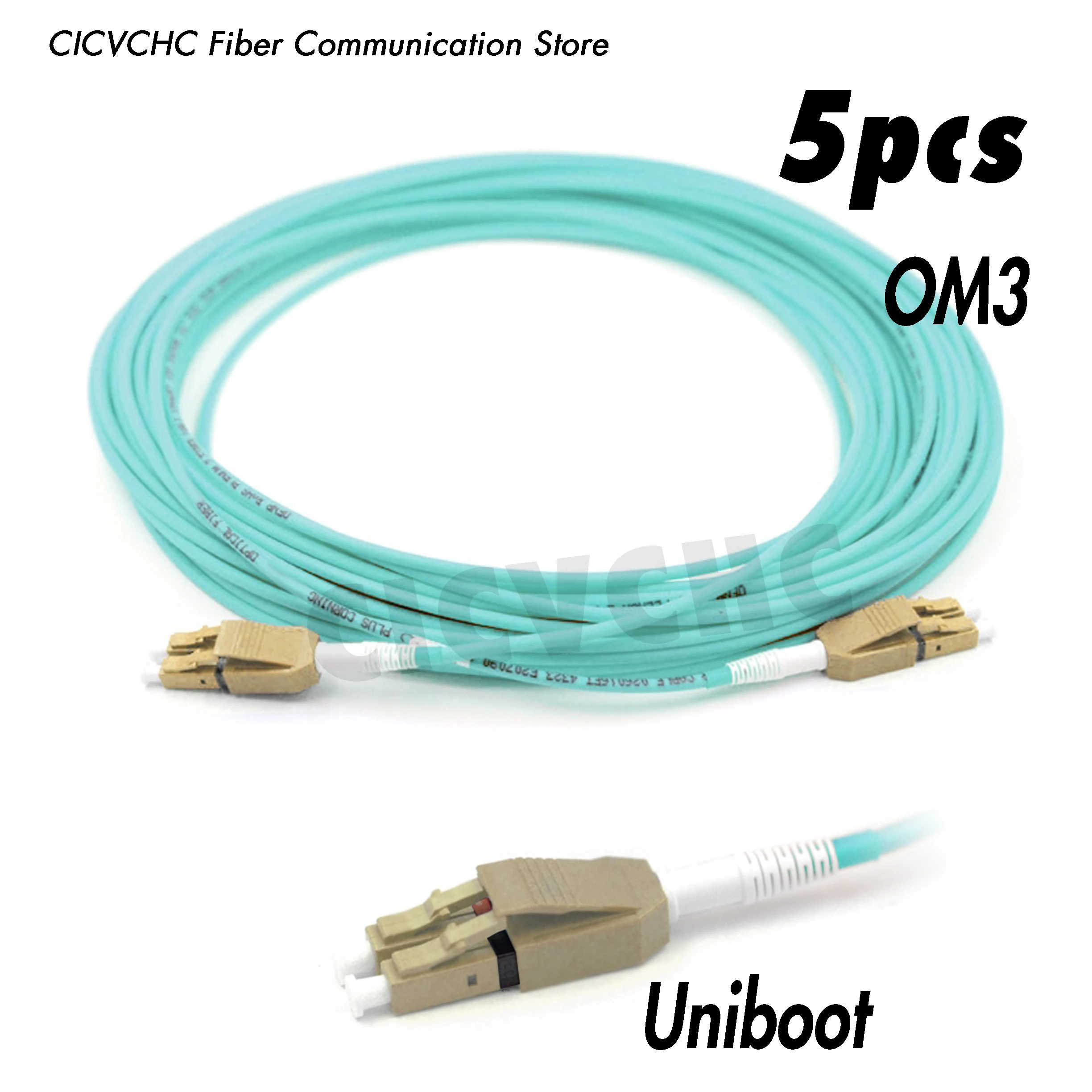 5pcs LCUPC-LCUPC Duplex Uniboot Fiber Patchord with Multimode OM3 cable 1m, 2m, 5m, 10m