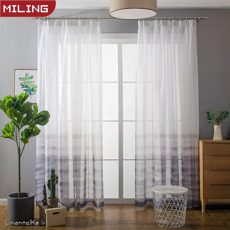 Современные градиентные тюлевые шторы для гостиной спальни с принтом вуаль
