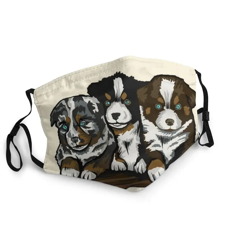 

Reusable Cute Australian Shepherd Mask Adult Funny Puppy Dog Mask Men Women Anti Haze Protection Respirator Muffle