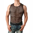 Мужской сексуальный прозрачный черный сетчатый дышащий жилет, мягкий мужской летний однотонный спортивный тренировочный топ без рукавов, футболки