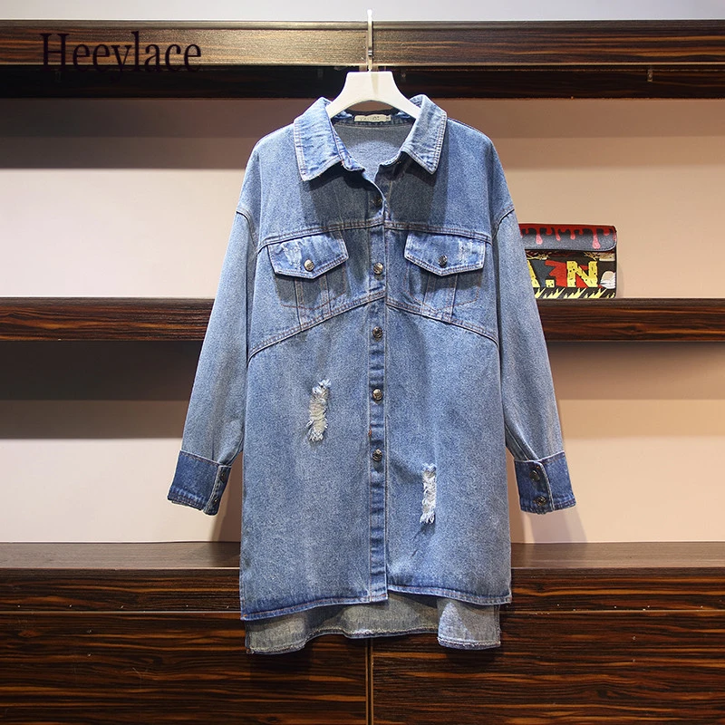 Женская джинсовая куртка размера плюс Осень-зима 2019 с вышитыми бабочками и