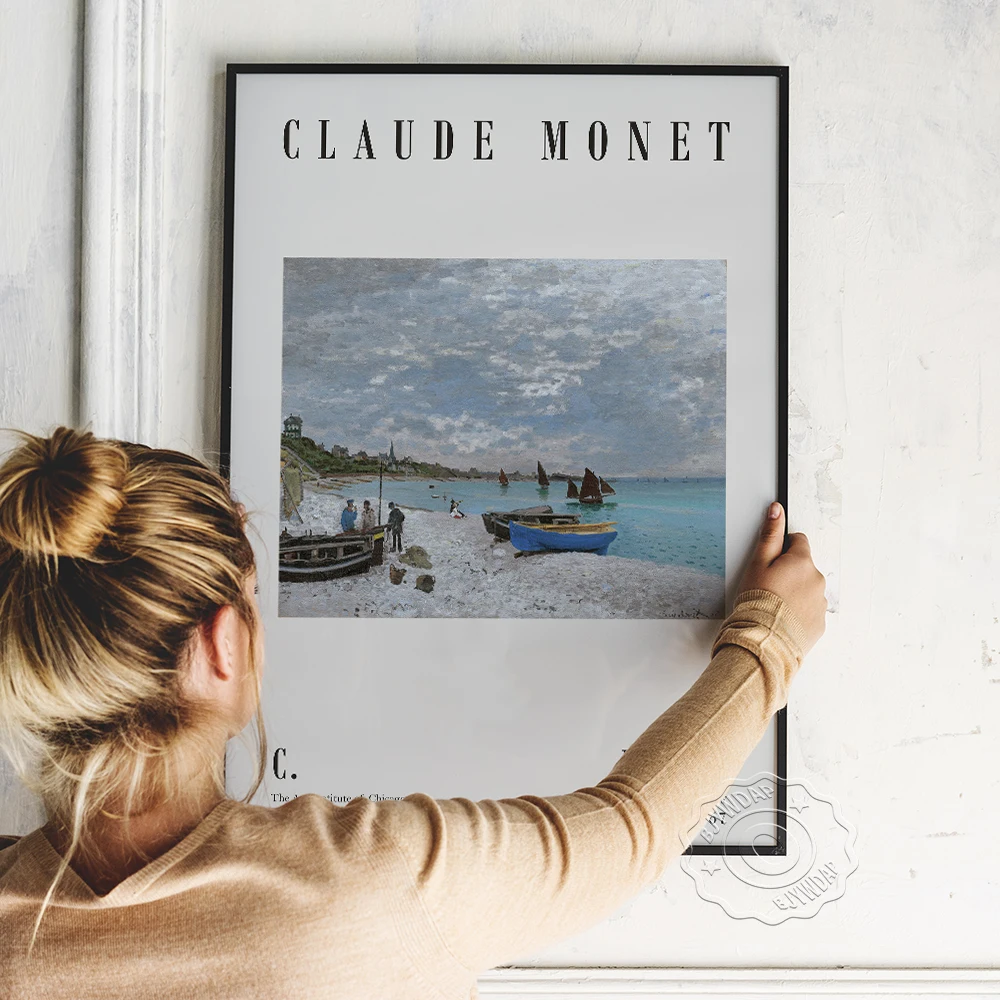 

Claude Monet Exhibition Poster, Monet Seaside Scenery Art Canvas Painting, French Painter Monet Impressionism Home Wall Decor