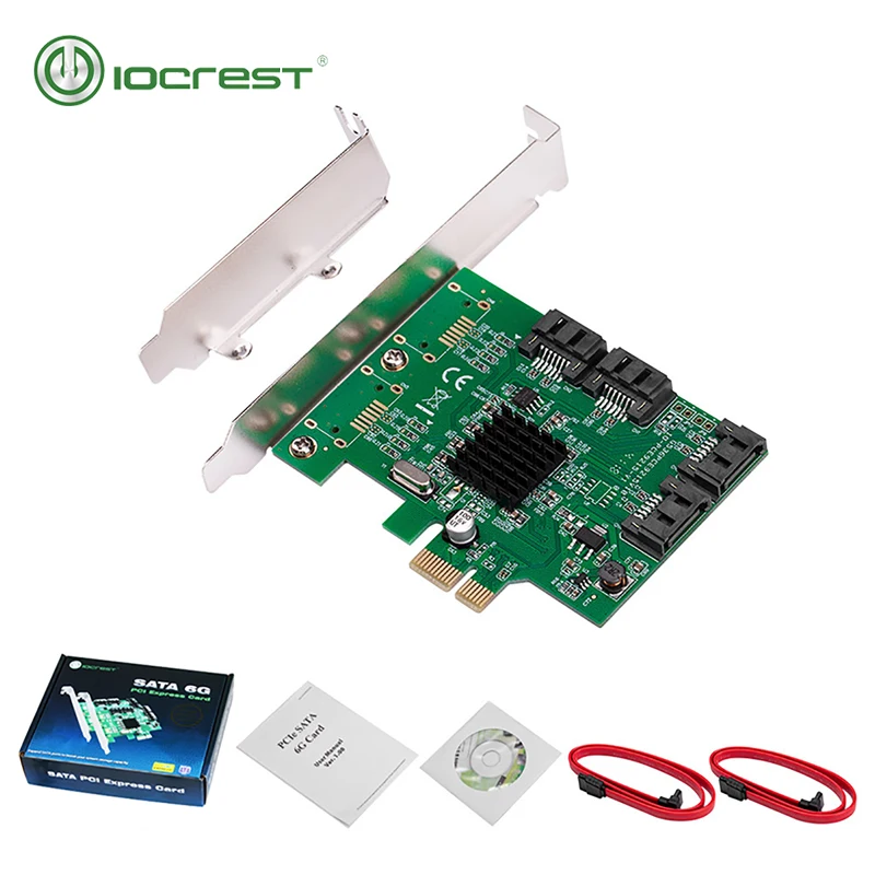 IOCREST PCIe 4 порта 6G SATA III 3 0 карта контроллера Marvell 88SE9215 Non Raid 2 0x1 Расширительная