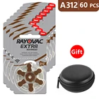 Батарейки для слухового аппарата, размер 312 za Rayovac Extra Advanced, упаковка из 60 шт., коричневый Tab PR41 1,45 в, тип 312, Цинковый воздушный аккумулятор