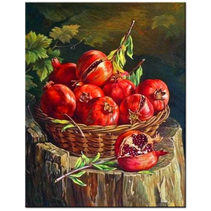 

Diy Diamond Painting Fruit 5D Cross Stitch Kits Mosaic Full Square Round Drill Embroidery Pomegranate Still Life KitchenZP-2722