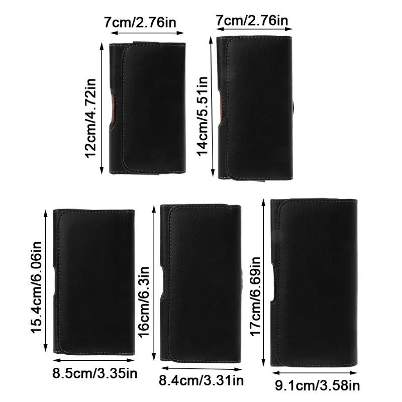 

Universal Men Black Leather Belt Holster Clip Phone Pouch Horizontal Waist Bag for iPhone Samsung Huawei Xiaomi Cellphone Access