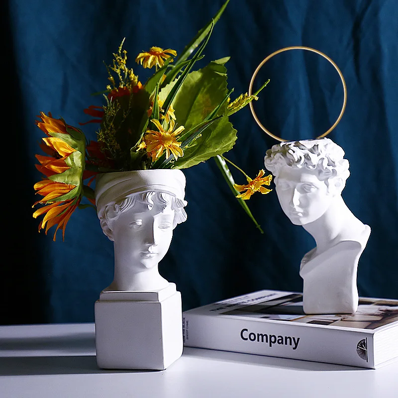 Скандинавская статуя Давида Цветочная ваза полимерная скульптура украшение для