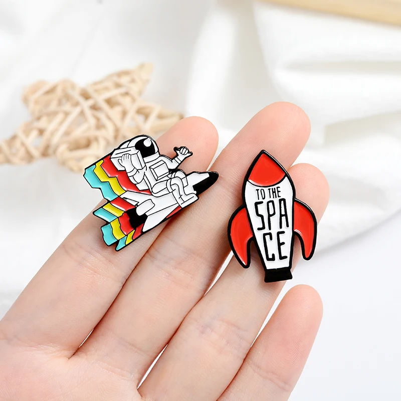 KNOW THE SPACE FIRST CONTACT SET Creative cartoon brooch pin badge Fun Spaceship UFO Astronaut Series hat jewelry gift | Украшения и