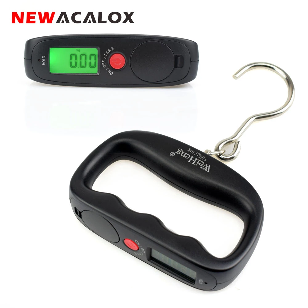 NEWACALOX 50 кг x 10 г Мини Портативный электронный вес багажа весы Рыбалка Путешествия нержавеющая сталь крюк цифровые весы
